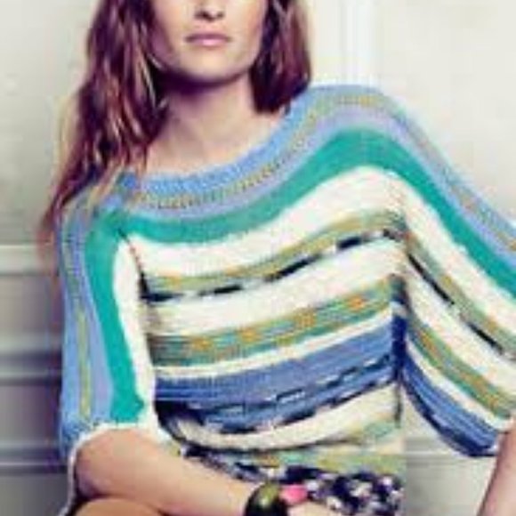 Anthropologie Rosie Neira Medium "Marbled Bands Sweater" - Picture 3 of 15